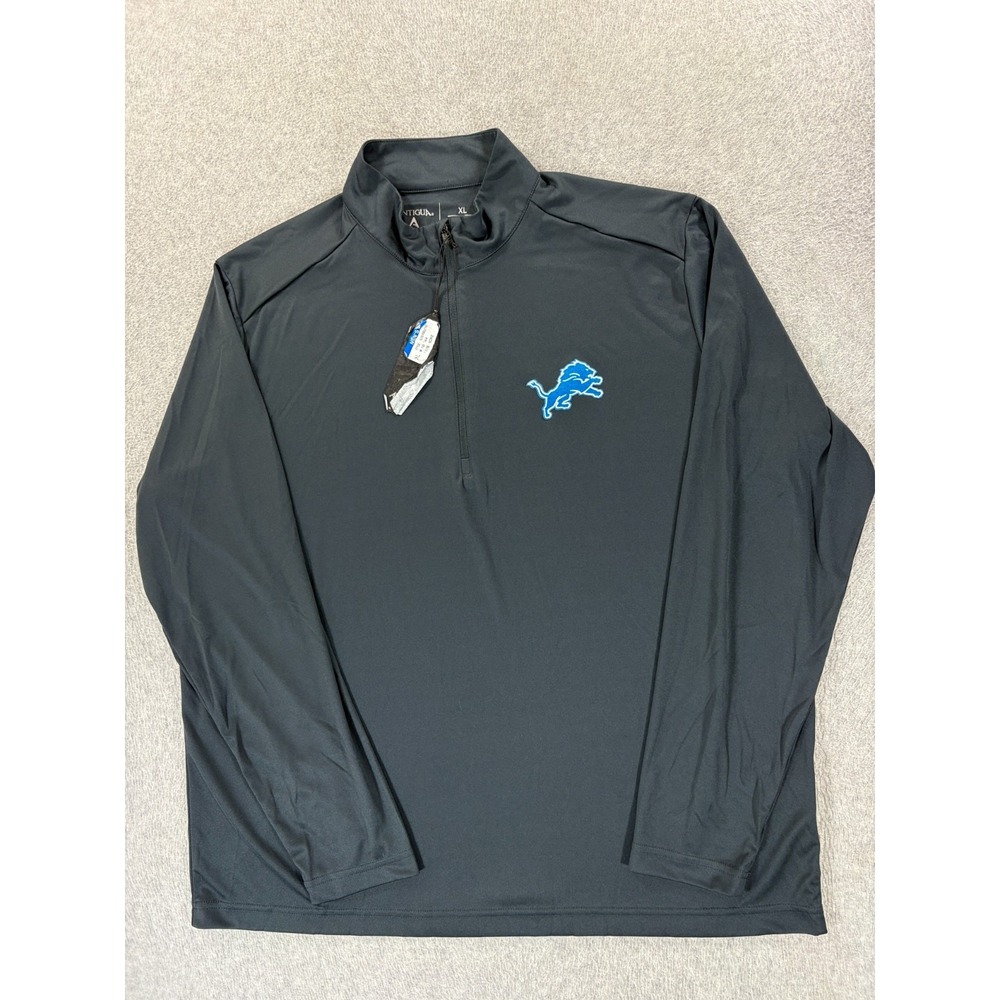 NWT Detroit Lions Stitched Logo 1/4 Zip Football Pullover (Men's XL) Gray